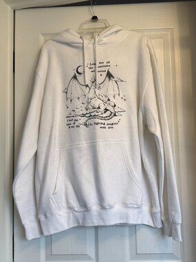 Taylor Swift Fighting Dragons With You White Hoodie Size L